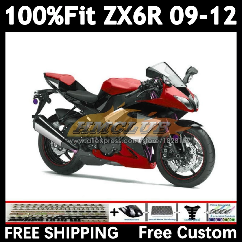 Injection Kit For KAWASAKI NINJA ZX-636 ZX-6R 2009 2010 2011 2012 158No.184 red white ZX 636 6R ZX636 ZX6R 09 10 11 12 Fairing