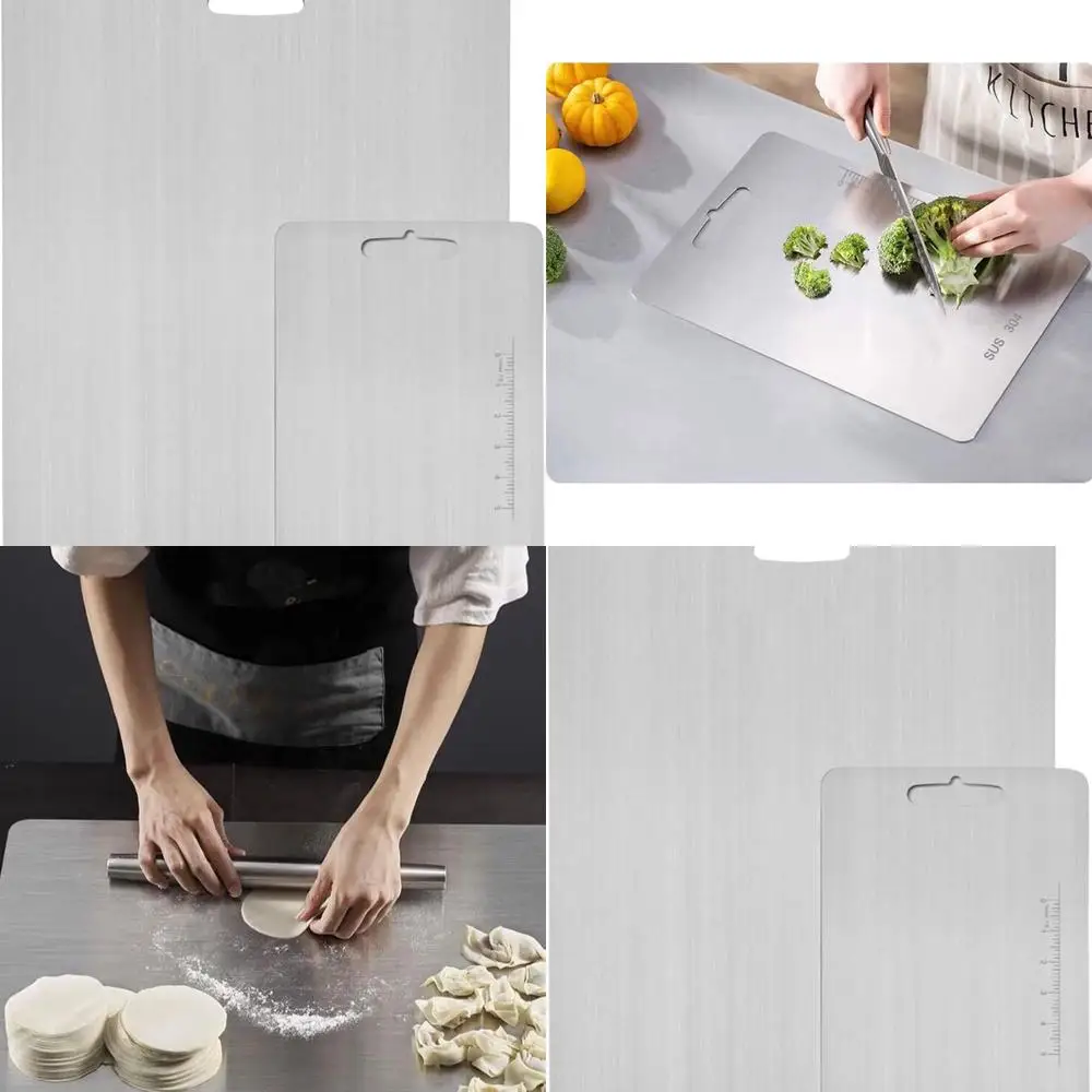 

Extra Large 304 Stainless Steel Cutting Boards - 23.6x19.3 & 14.2x9.8, Ideal for Meat, Veg, Fruit, Fish, Cheese, Bread Dough & P