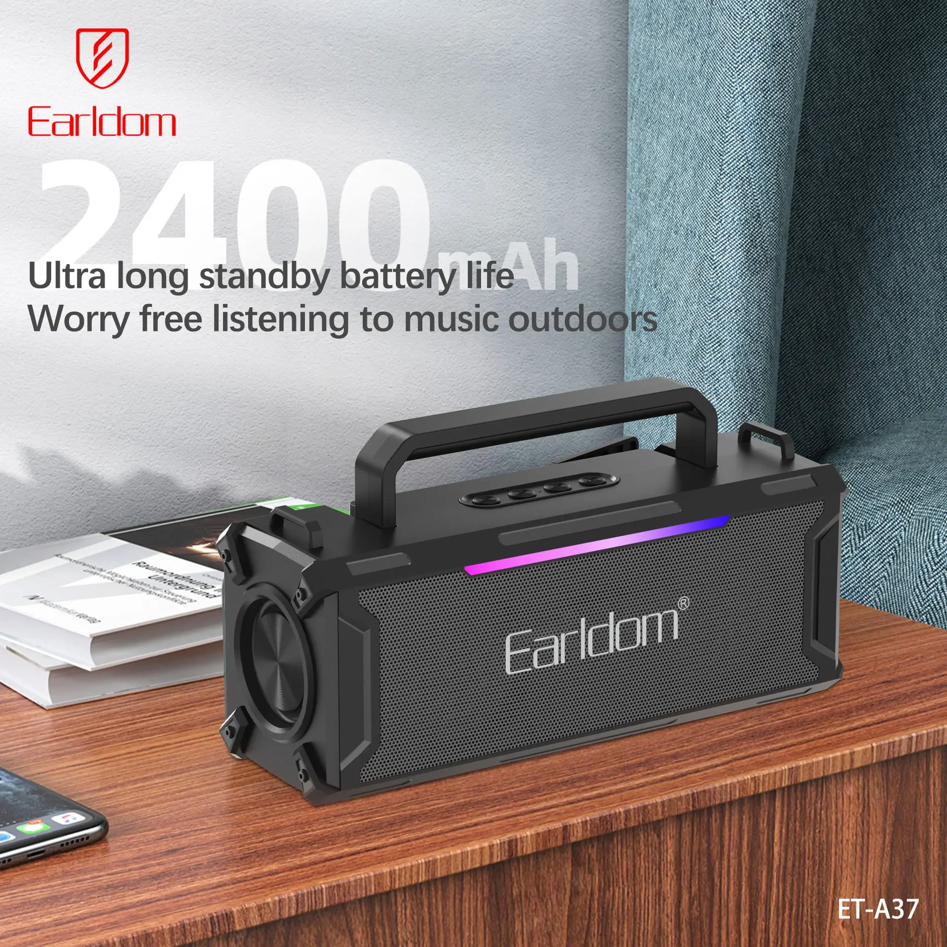 Outdoor Audio Bluetooth Card Portable Subwoofer Hi-Fi 3D Surround Sound Wireless Speakers with FM Function Support USB TF Player