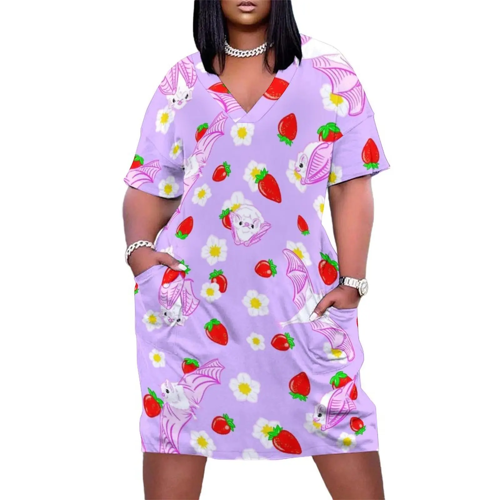 Kawaii Ghost Bats Loose Pocket Dress women