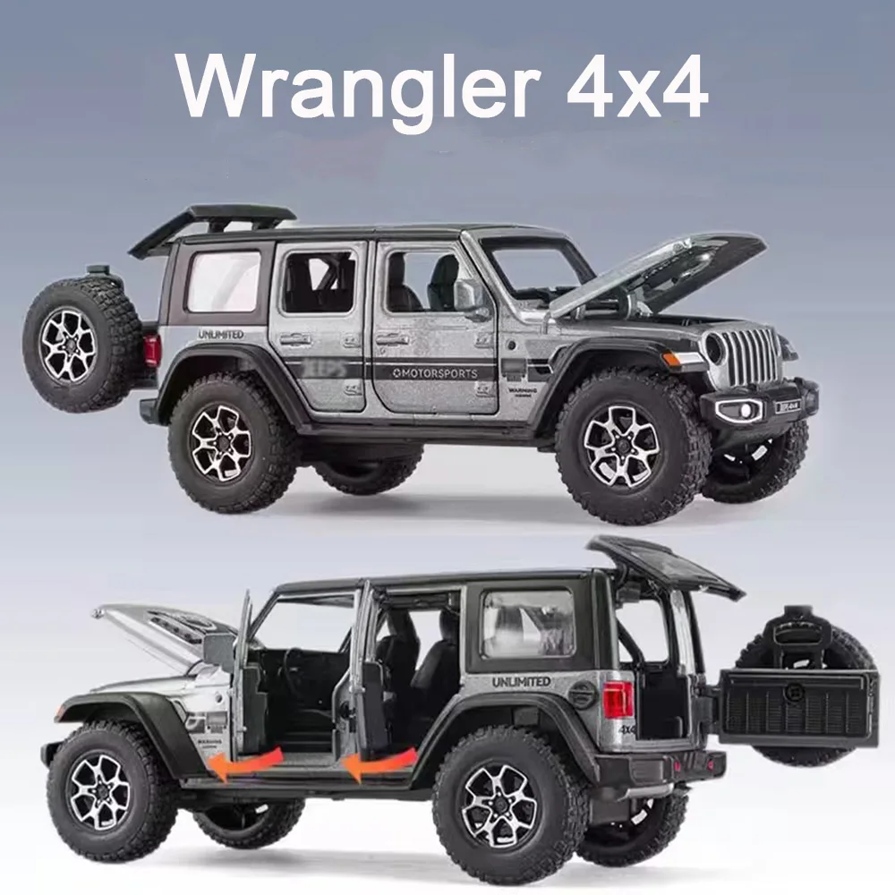 

1/32 Alloy Wrangler 4x4 Toys Cars Models 7 Doors Can Be Opened SUV with Light Sound Off-road Vehicles Boyfriend Festival Present