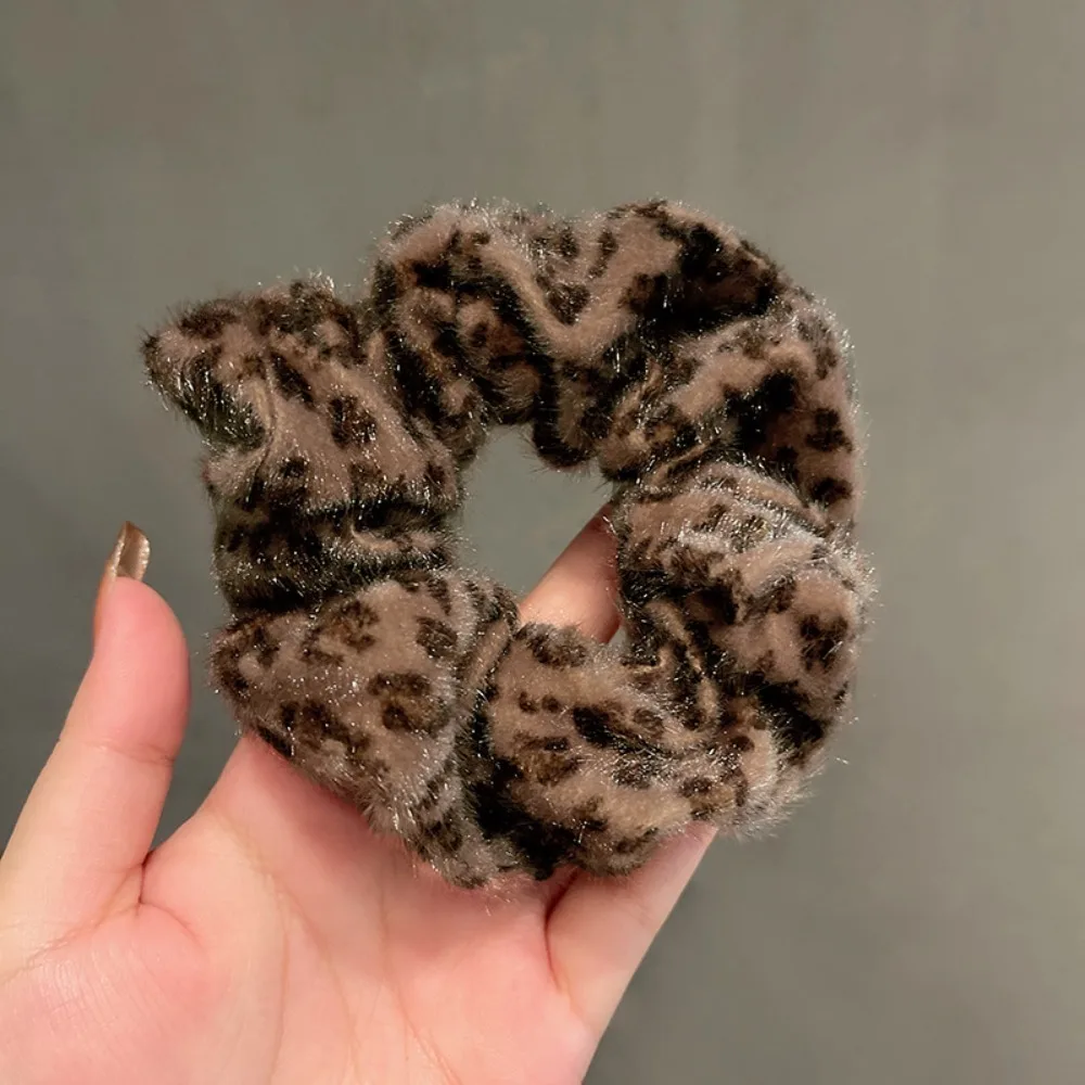 Herbst- und Winter-Retro-Haargummis mit weichem Tier- und Leopardenmuster, Pferdeschwanz-Ringe, elastische Haarbänder, Damen-Haaraccessoires – Detail 2