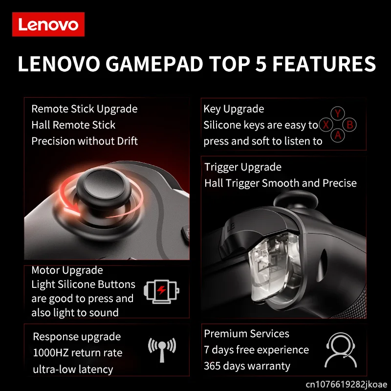 وحدة تحكم Lenovo P01 وحدة تحكم سلكية عالية الدقة عصا التحكم في القاعة للكمبيوتر الشخصي Switch 2 Android Black Myth: Wukong GamePad