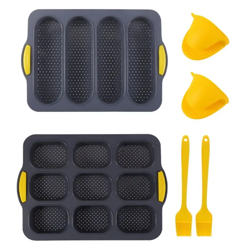 

1Set Baking Pan Silicone Bread Maker For Baking French Baguettes/Hot Dog Buns, For Baking,Nonstick &Easy Clean-A68E