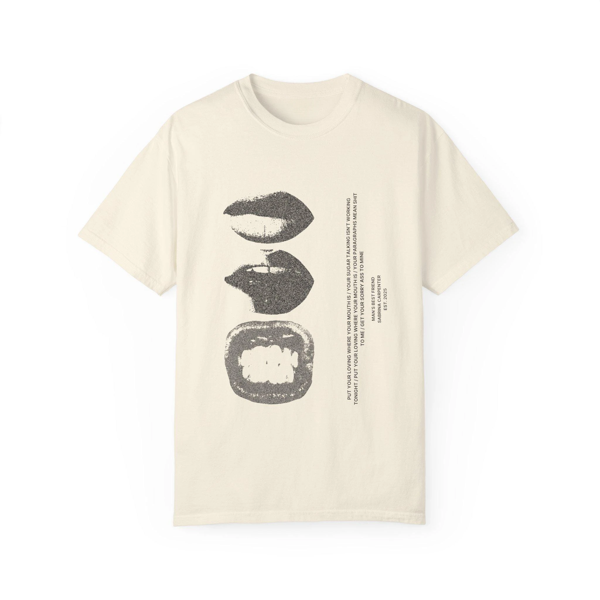 Vintage Halftone Lips Retro Lyrics Typo Graphic Tee Cotton Mens Womens T-Shirt Summer Streetwear