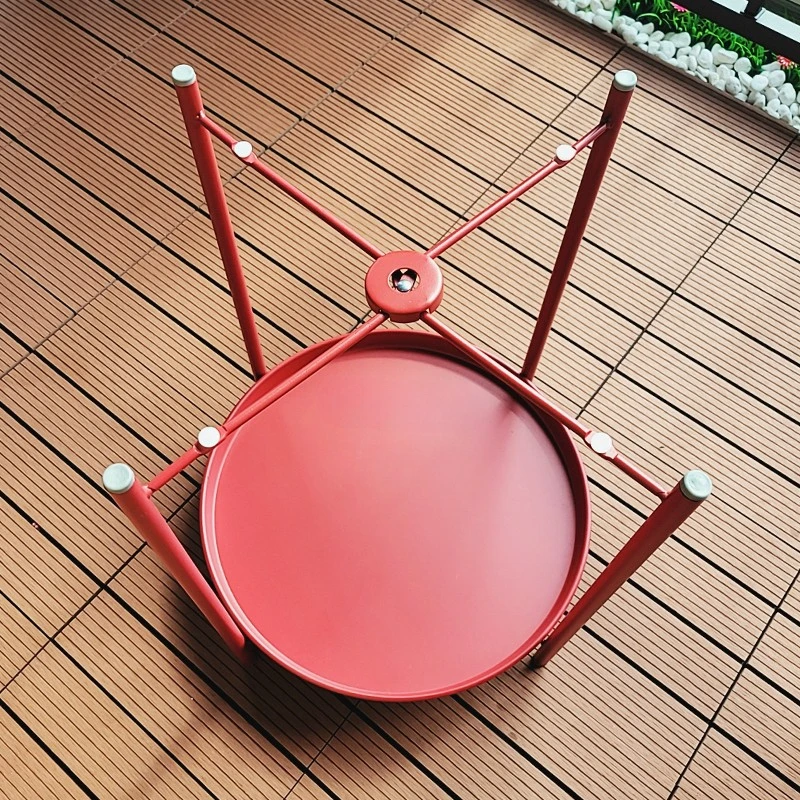 Outdoor Iron Coffee Tables Rustproof and Sunproof Side Table with Tray Foldable and Detachable Sofa End Table Modern Furniture