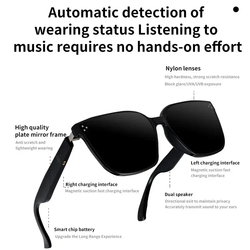 Lunettes Bluetooth pour femmes Lunettes intelligentes pour écouter de la musique et appeler Lunettes de soleil Anti-UV380 Ultraviolet 15min développements rapides