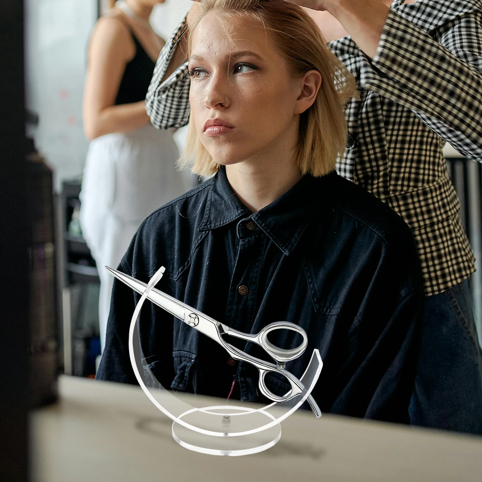 

Hairdressing Scissor Rack Multi-Function Acrylic Scissors Holder Stable Anti-Skid Barber Scissor Stand Hairdressing Accessory