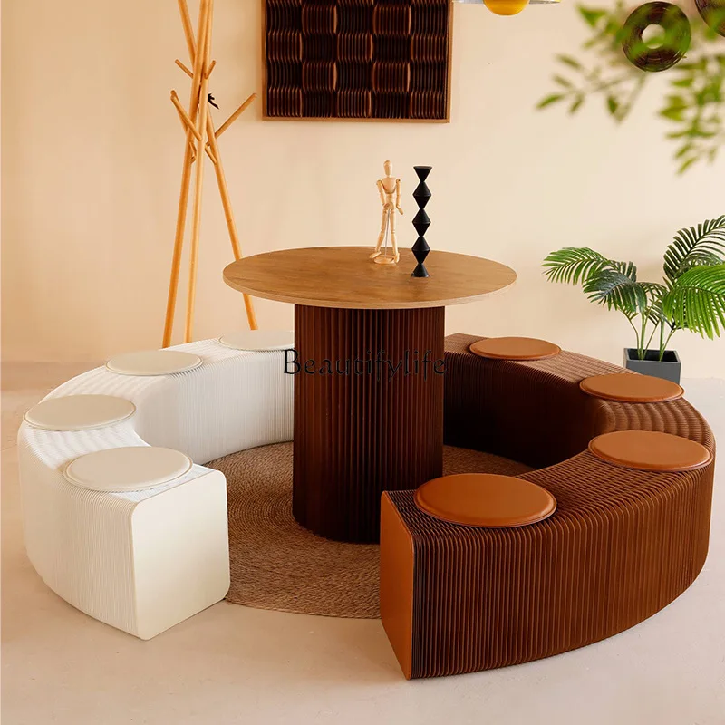 Retractable simple folding simple fashion bench dining table shoe changing stool