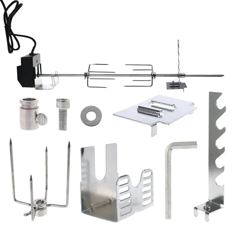 Universal Automatic Grill Rotisserie Kits with 4W Electric Motor BBQ Bracket Spit Rod Fork Holders