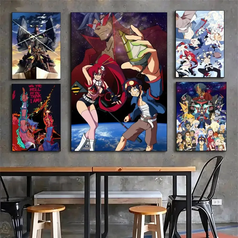 anime Tengen Toppa Gurren‑Lagann Poster Poster HD Printing Vintage Luxe Home Decor Wall Art for the Living Rooms Entryways Gift