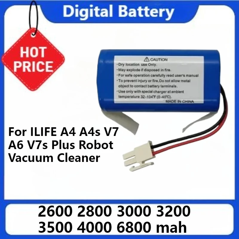 

Lithium Battery for ILIFE A4 A4s V7 A6 V7s Plus Robot Vacuum Cleaner 14.8V 2600 2800 3000 3200 3500 4000 6800 Mah