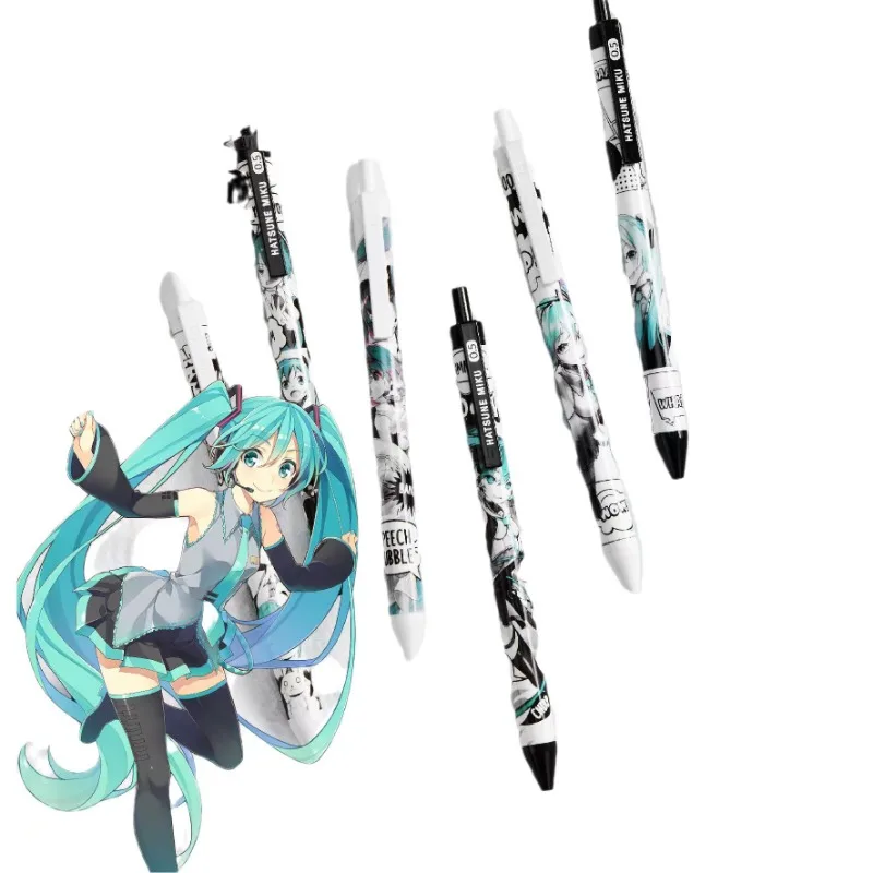 Hatsune Miku 2D Gel Pen, quick-drying and non-smearing gel pen, a must-have black signature pen for students to write questions