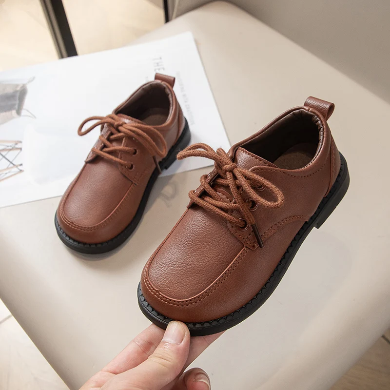 JGSHOWKITO Frühling Herbst Kinder Lederschuhe Neue Schwarze Jungen Schuluniform Flache Schuhe Lässige Mode Kinder Formelle Anzugschuhe – Detail 4