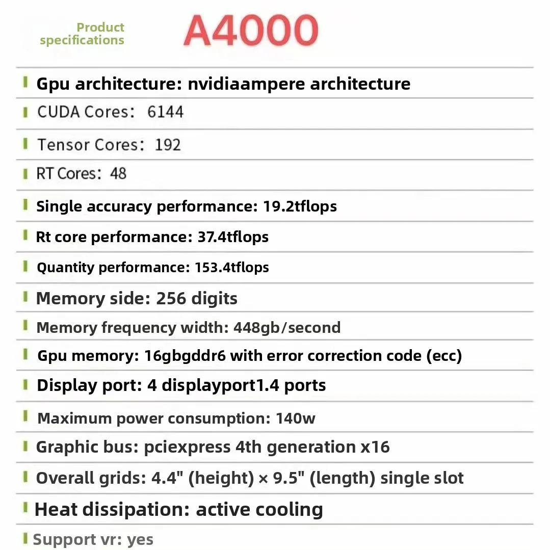 RTX A4000 16GB deep learning AI design modeling rendering dedicated graphics card
