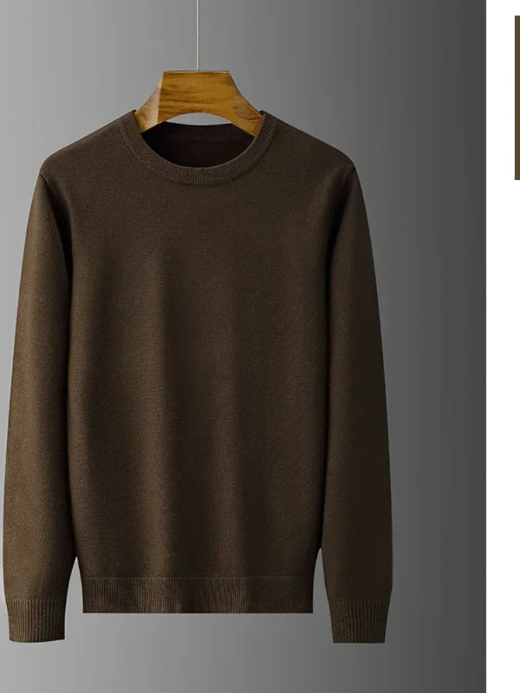 Men Knitted Solid Casual Regular Sweaters Round Neck Full Sleeve Slim Pullovers Fit Tops  Knit Splice Simple Top Autumn Winter