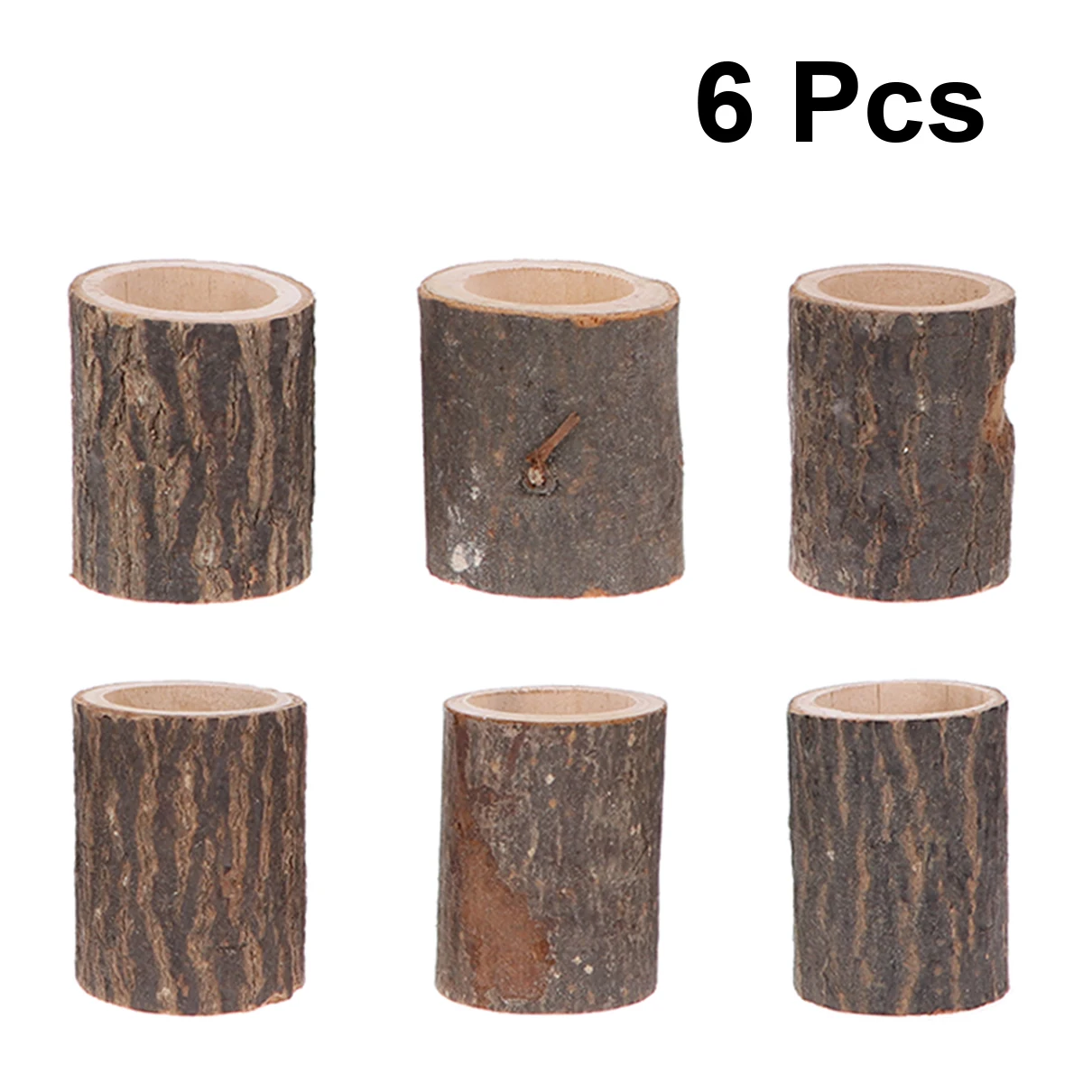 

6Pcs Rustic Wooden Holder Stump Shape Succulent Planter Craft Ornament for Party Anniversary Bridal Shower Home