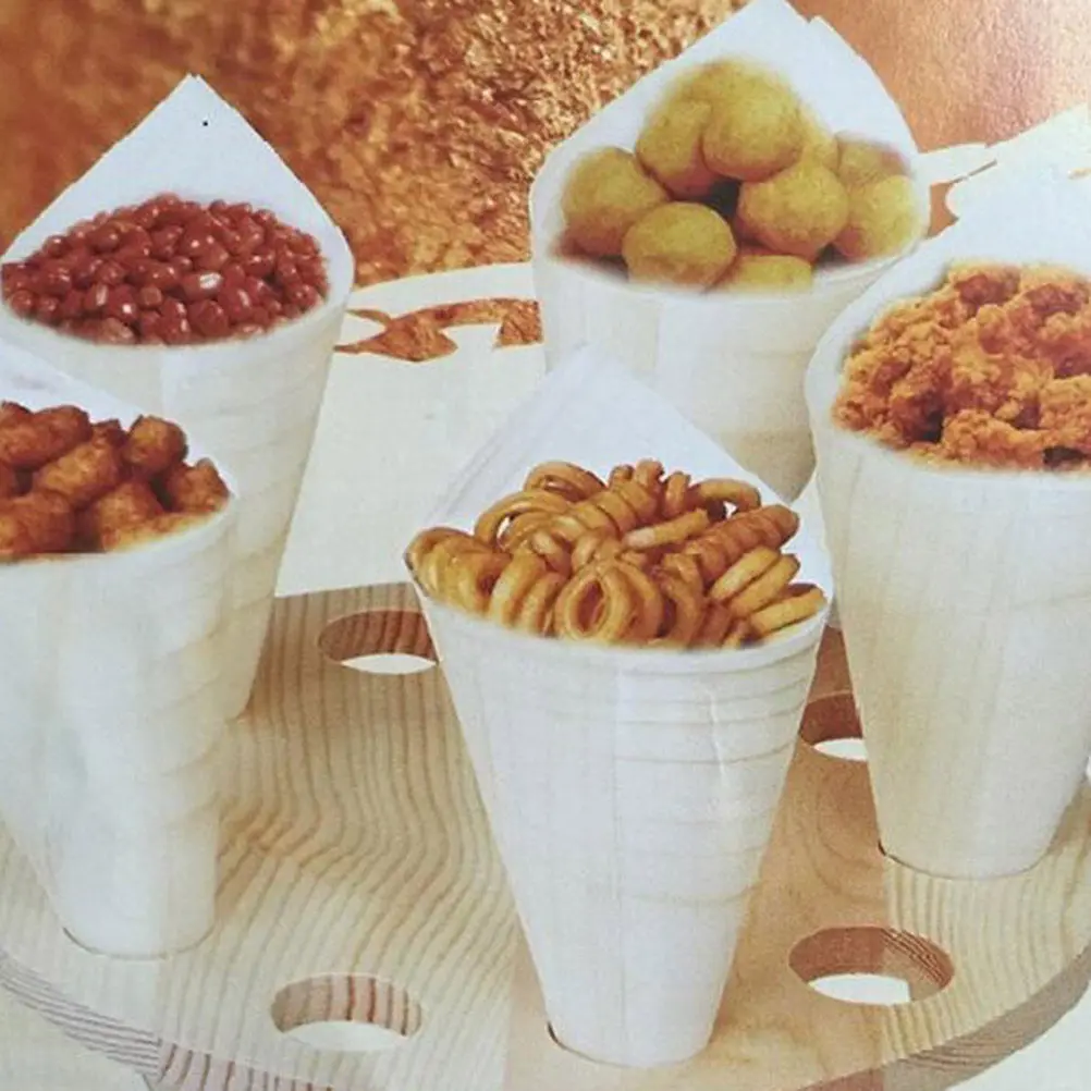 25Pcs Ice Cream Cones Wooden Disposable Party Supplies Creative Cone Shape for Snacks Appetizers Desserts Catering Events