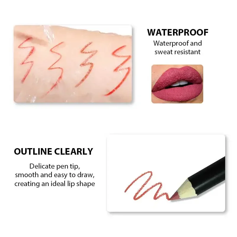 LOTTIEYA Long lasting Waterproof Matte Lipliner Pencil Silky Soft Long Wear Lip Liner Pen As Eyeliner Pen Lips Makeup Cosmetics