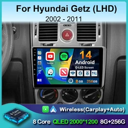 Android 14 Carplay Auto Car Radio For Hyundai Getz 2002-2011 Multimedia Video Player GPS Navigation Head Unit 2 Din Stereo Audio