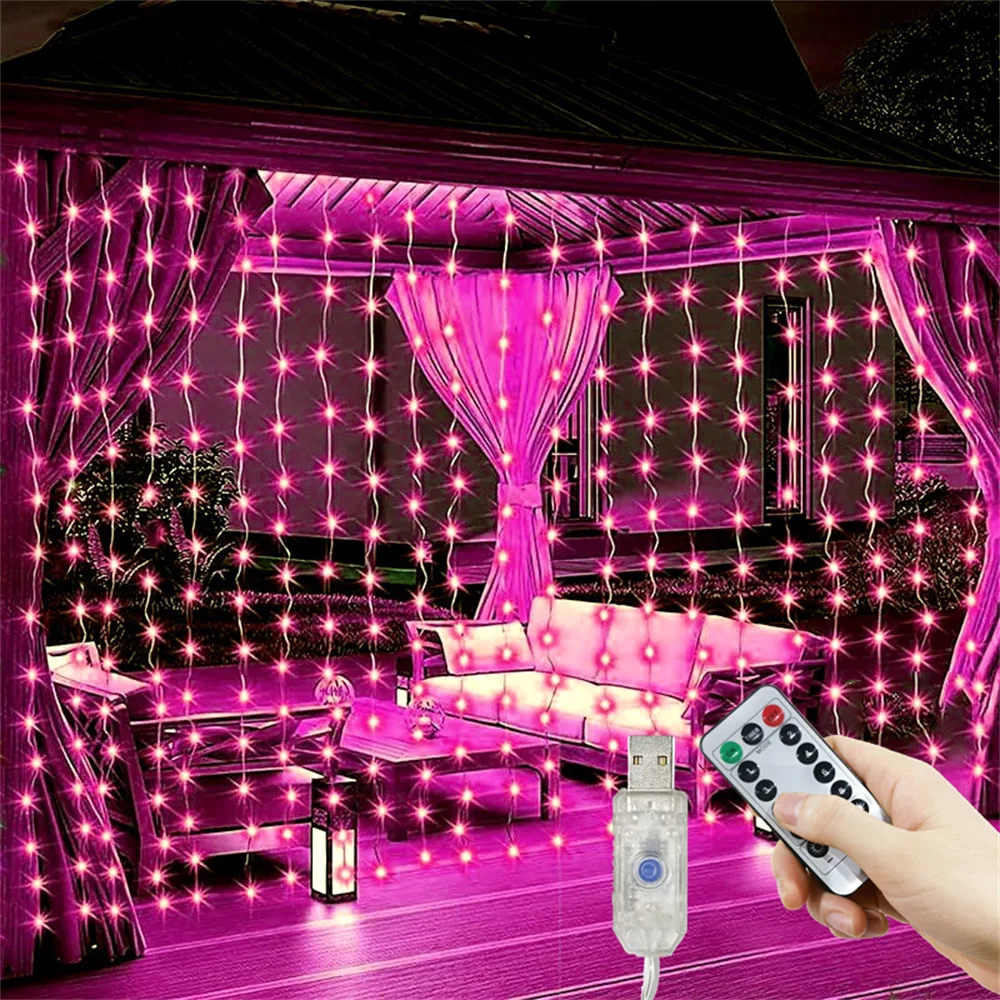 

Гирлянда-штора LED 3/4/6 м для декора окон, комнат, на Рамадан, Ид Мубарак, свадьбу, День святого Валентина 2026, с питанием от USB