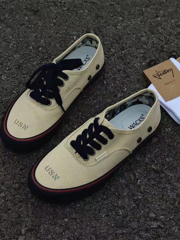 Nigel Cabourn High End Limited Edition Unisex Low Top Retro Canvas Shoes with Coarse Linen Casual Comfortable Breathable