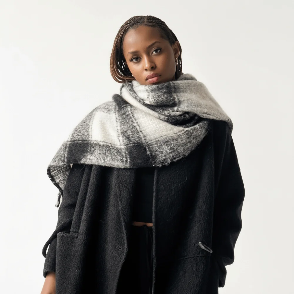 بسيط الموهير منقوشة وشاح من الصوف شرابة الشتاء أوشحة كشميرية الكورية نمط دافئ طويل شال النساء/الرجال