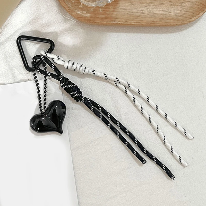 Love Shape Woven Rope Keychain Bow-knot Charm Pendant Keyring Jewelry For Women Gift Bag Decoration