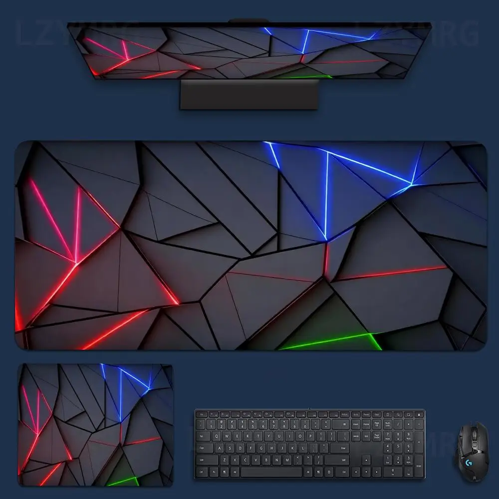 

Большой коврик для мыши с 3D-геометрическим дизайном, для компьютера, офиса, игр, XXL, резиновый, противоскользящий, для клавиатуры и мыши, длинный настольный коврик