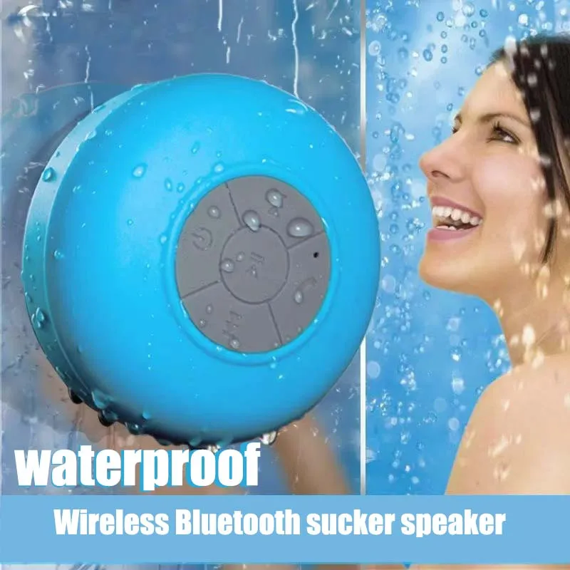 Portable Mini Wireless Bluetooth Waterproof Built-in Mic Speaker 360 ° Surround Sound Speaker Large Suction Cup for Shower 、Car