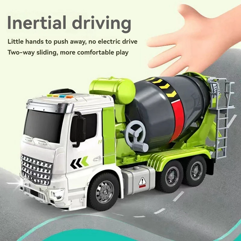 Simulation Engineering Truck Inertial Cement Mixing Discharge Acousto-Optic Concrete Set Toy Car For Kids 2 Years Old