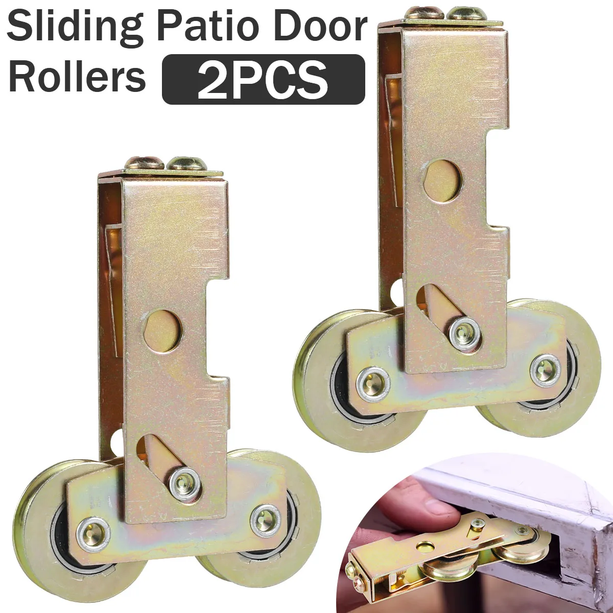 Kit de rodillos tándem para puerta corredera, 2 piezas, 1-1/4 pulgadas, rodamiento de bolas duradero, vidrio deslizante, puerta de Patio, rodamiento de repuesto, 330lbs
