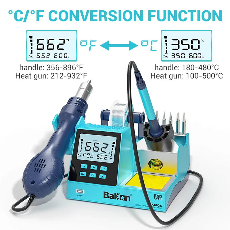 2024 NEW Bakon Soldering And Rework Station 2 in 1 Welding Machine Hot Air Gun Professional Cell Phone Repair Tool