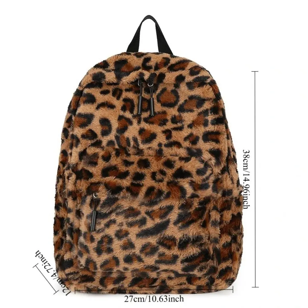 Fashion Material Leopard Backpack Large Capacity Cute School Bag Lightweight Bookbag Daily Use