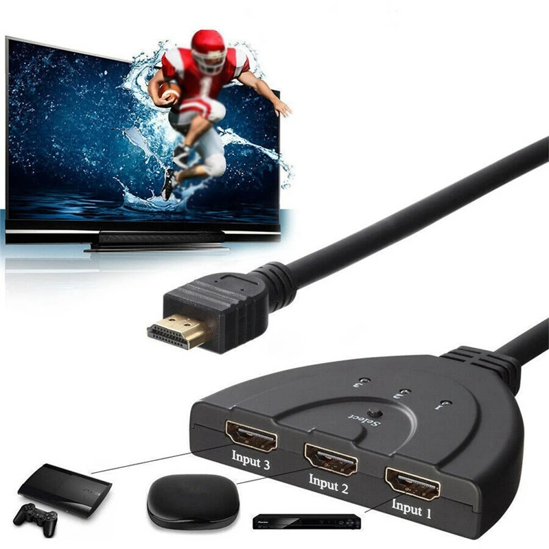 مفتاح متوافق مع HDMI جهاز تقسيم KVM ، 3 إدخال ، مخرج واحد ، كابل لـ HDTV ، PS4 ، Xbox ، 4.5 P ، محول محور تبديل التبديل