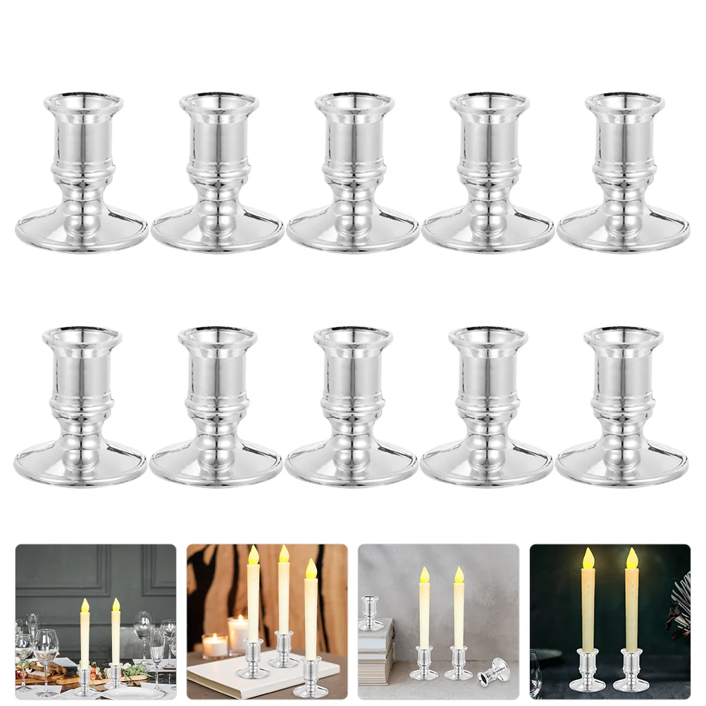 10 Pcs Electronic Base Pillar Stands Tealight Candles Taper Candleholders for Candlesticks Fashion Indoor Centerpiece