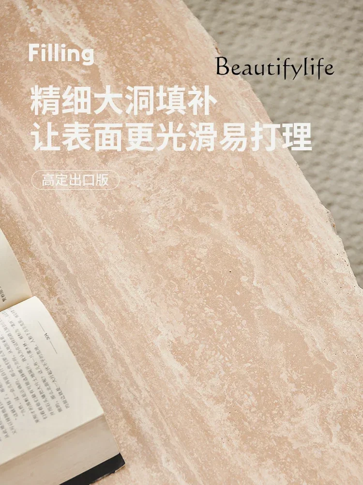 Mesa de centro de piedra de cueva Natural estilo Qiji, mesa de té creativa de diseño Irregular Retro francés para sala de estar