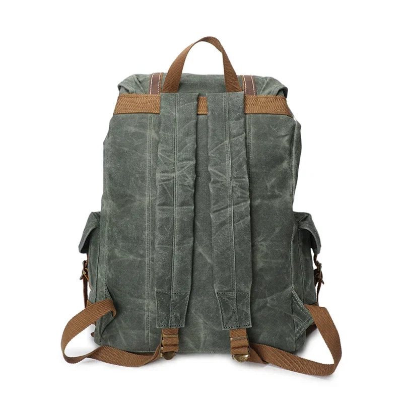 Vintage Oil Wax Canvas Backpack Men Leather Military Waterproof Travel Shoulder Bag High Quality school Bag Laptop Backpack