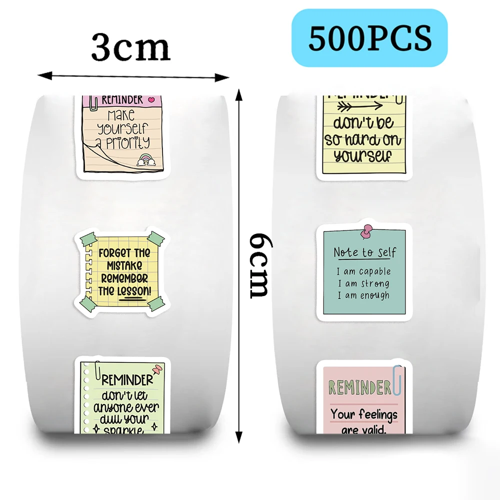 500ชิ้น/ม้วนเตือนการปิดผนึกวลีสติกเกอร์ความคิดสร้างสรรค์ DIY พีวีซีสติกเกอร์ตกแต่งแล็ปท็อปสติ๊กเกอร์รางวัลของเล่นเด็ก