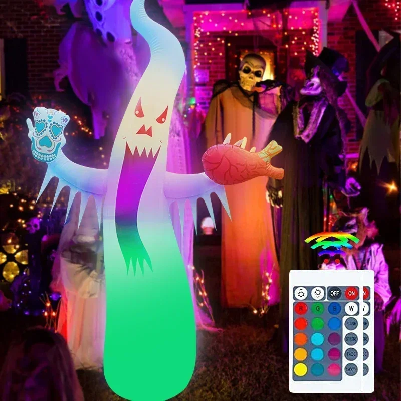 Led Halloween Inflatable Scary Ghost With Color Changing Remote Control  Glowing Ghost Prop For Garden Courtyard Halloween Decor