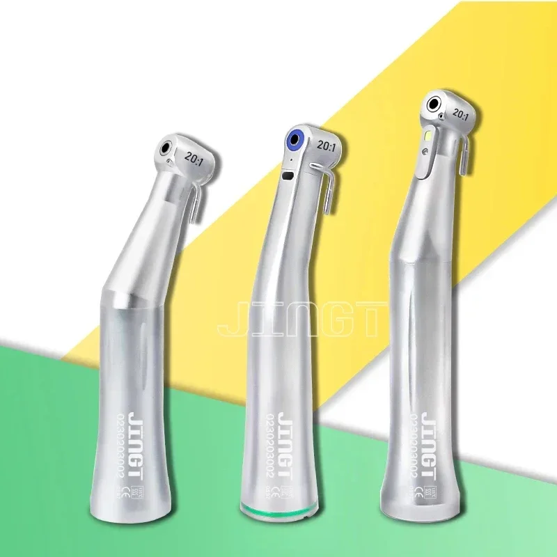 Dental Contra Angle Handpiece for Dental Implants 20:1 Ratio Single Water Spray, Cooling System, Normal/LED/Fiber Optic Lighting