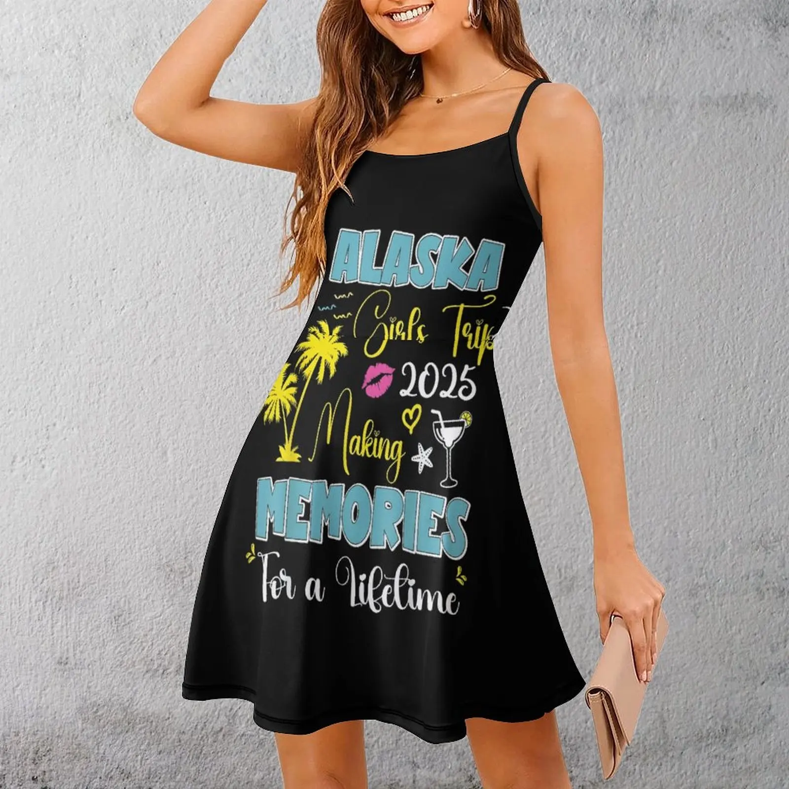 Alaska Girls Trip Memories Vestido con tirantes para mujer Novedad Vestido de mujer sexy Vestidos de cócteles de humor