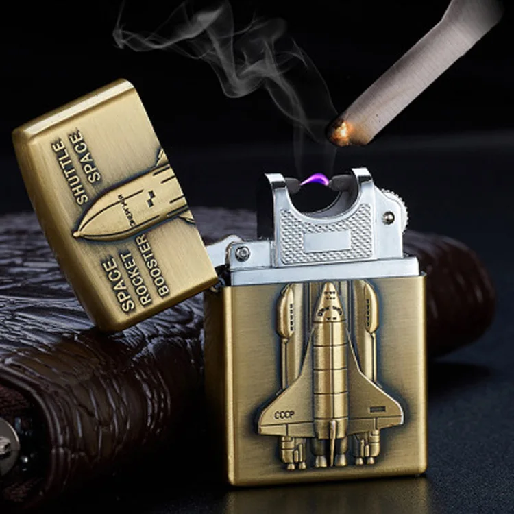 

New Mini Metal Windproof Dual Arc Pulse Lighter Retro Portable Lighters Plasma USB Rechargeable Cigarette Accessories Men's Gift