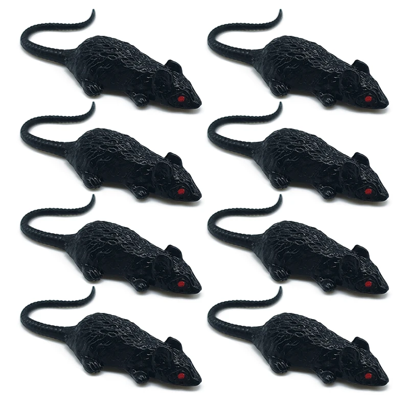 8Pcs Black Soft Plastic Mouse Model Props Halloween Gifts Toys Party Decorations Practical Jokes Novel And Interesting Toys New