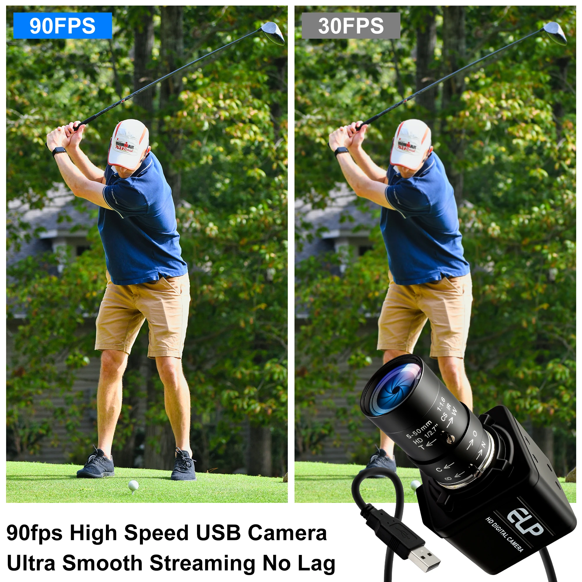 SVPRO 1200P 90fps Global Shutter USB Camera 10X Optical Zoom Webcam with 5-50mm Manual Focus Lens 1080P AR0234 Sensor Camera