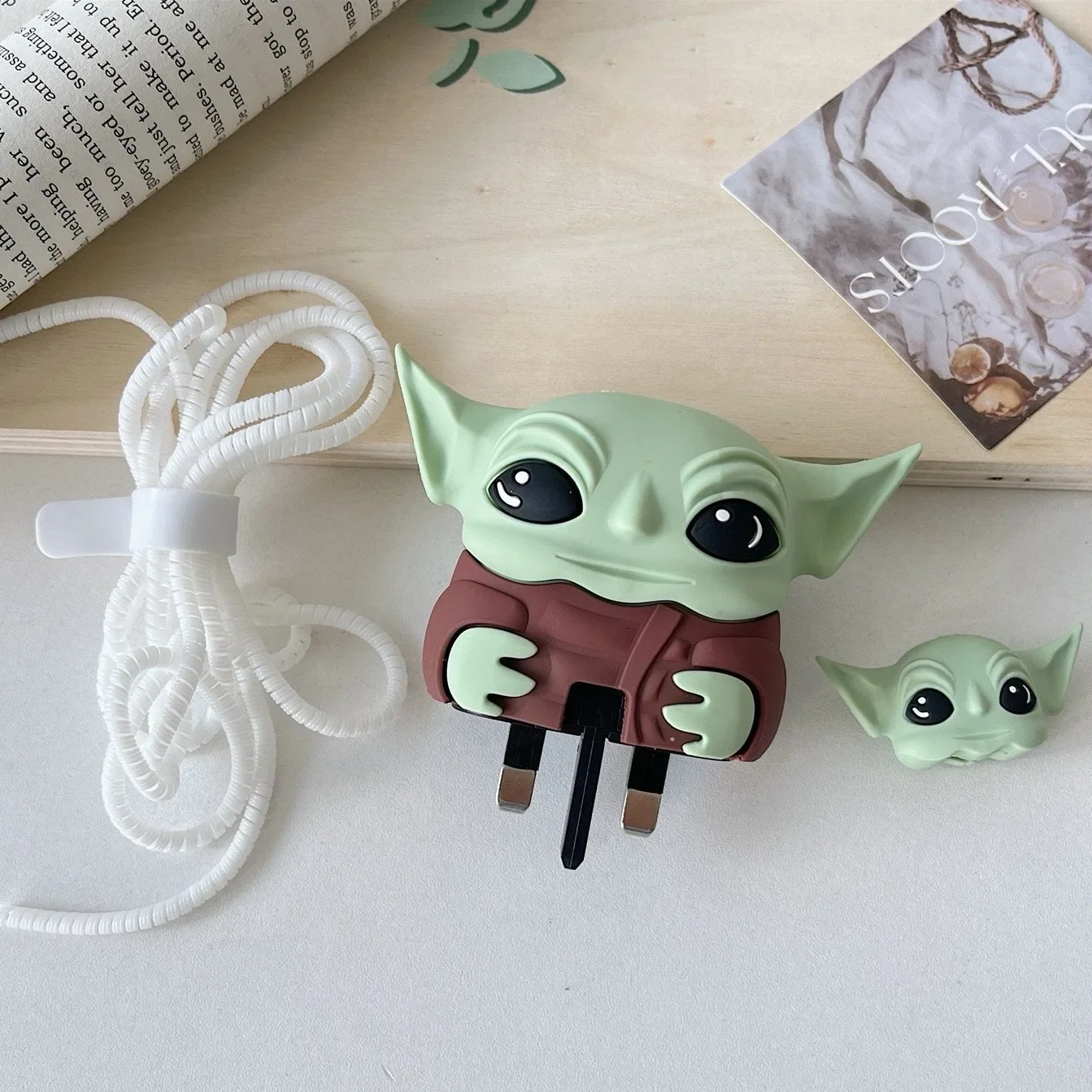 New Charger Protective Cover for Samsung UK Plug 25W Charging Head Protective Cover Cartoon Data Cable Cable Winder