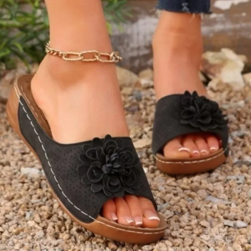 

Summer Woman Sandals Shoes Party Women Shoe Slip On Women's Shoes Wedge Ladies Shoes Breathable Footwear Female Women Slippers