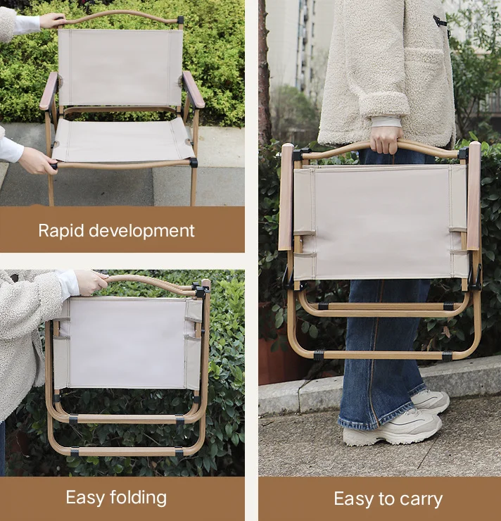 Outdoor Camping Folding Free-installation Strengthening Kermit Chair Portable Picnic Fishing Beach Wooden Backpack Chair