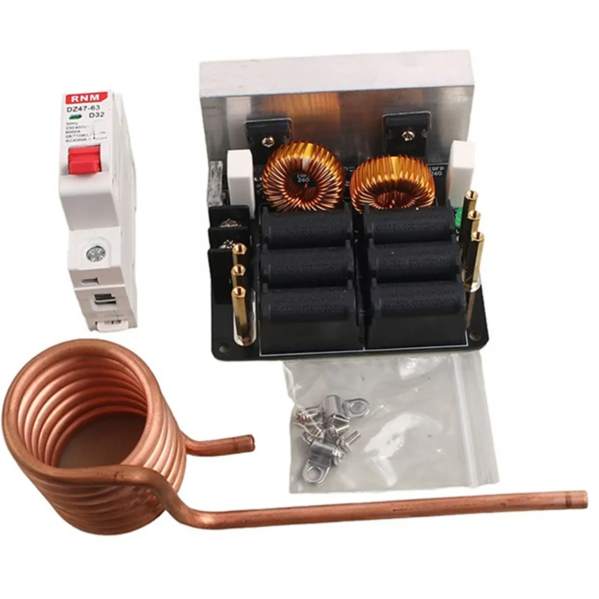 Induction Heater Kit, 12-48V Low Voltage Flyback Driver Board with Cooling System for Metal Melting, DIY Heater Module