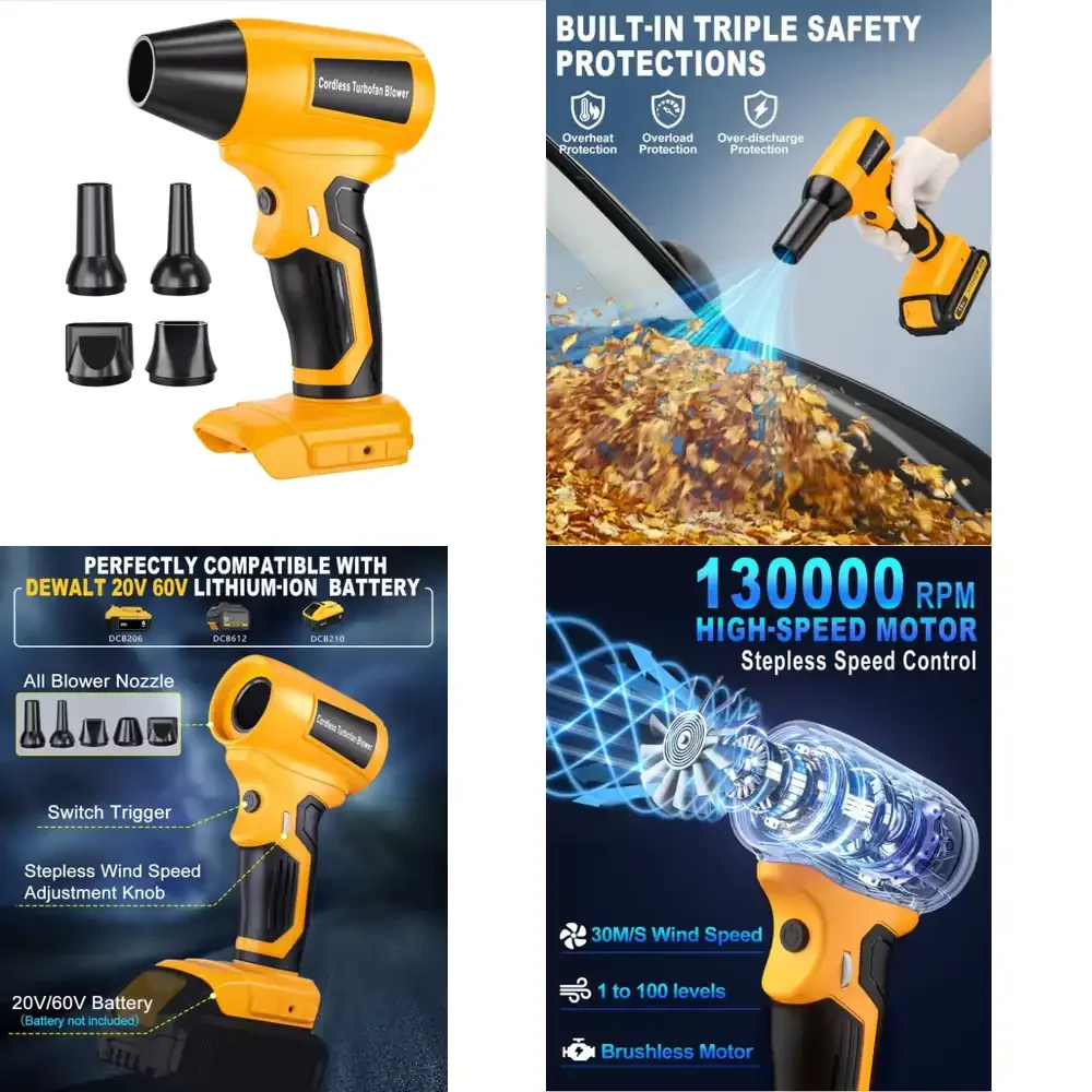 

Leaf Blower Cordless for QIYUN TF05 Lightweight Handheld Brushless Motor 130000 RPM ABS Material Electric Blower for Garden